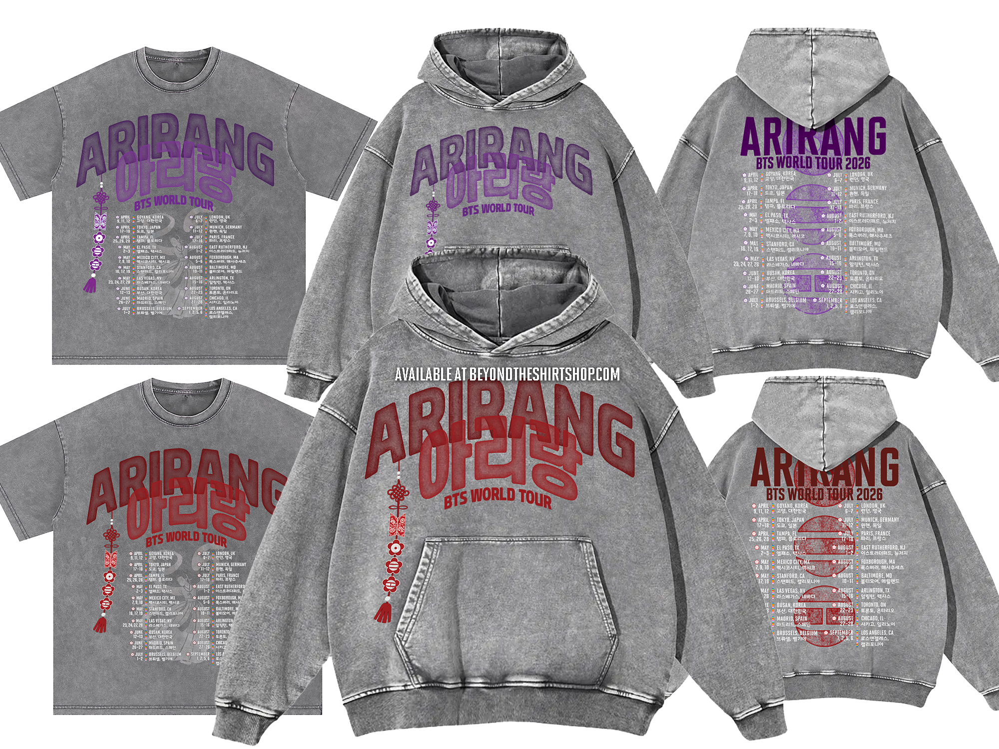 Arirang Norigae Tour Grey Wash Shirt and Hoodie – Beyond The Shirt