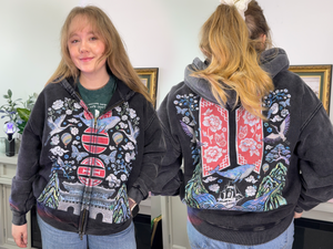 Mineral Wash Mother of Pearl Arirang Zip Up Hoodies (In Stock)