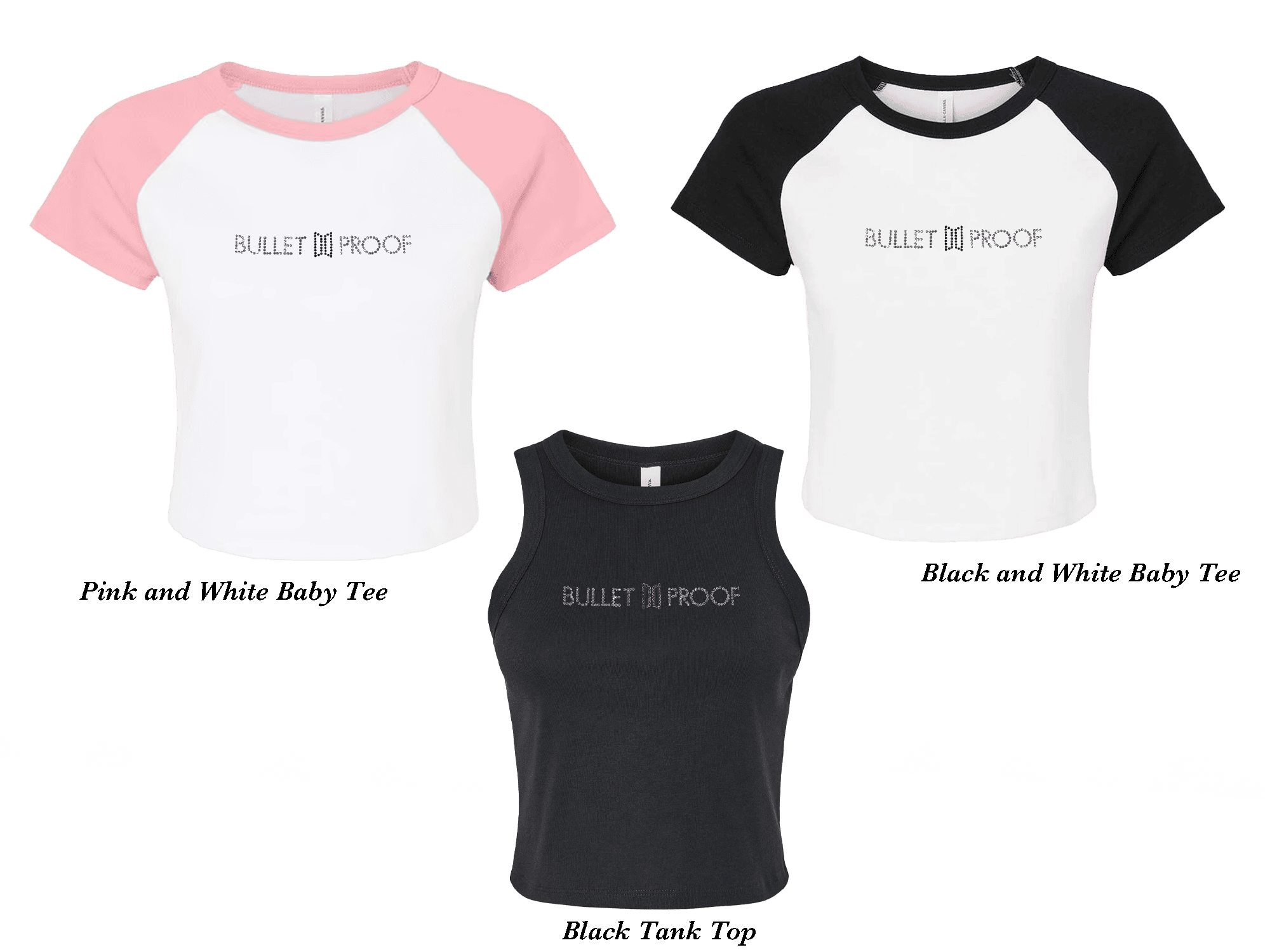 Bulletproof Rhinestone Baby Tee & Tank Top