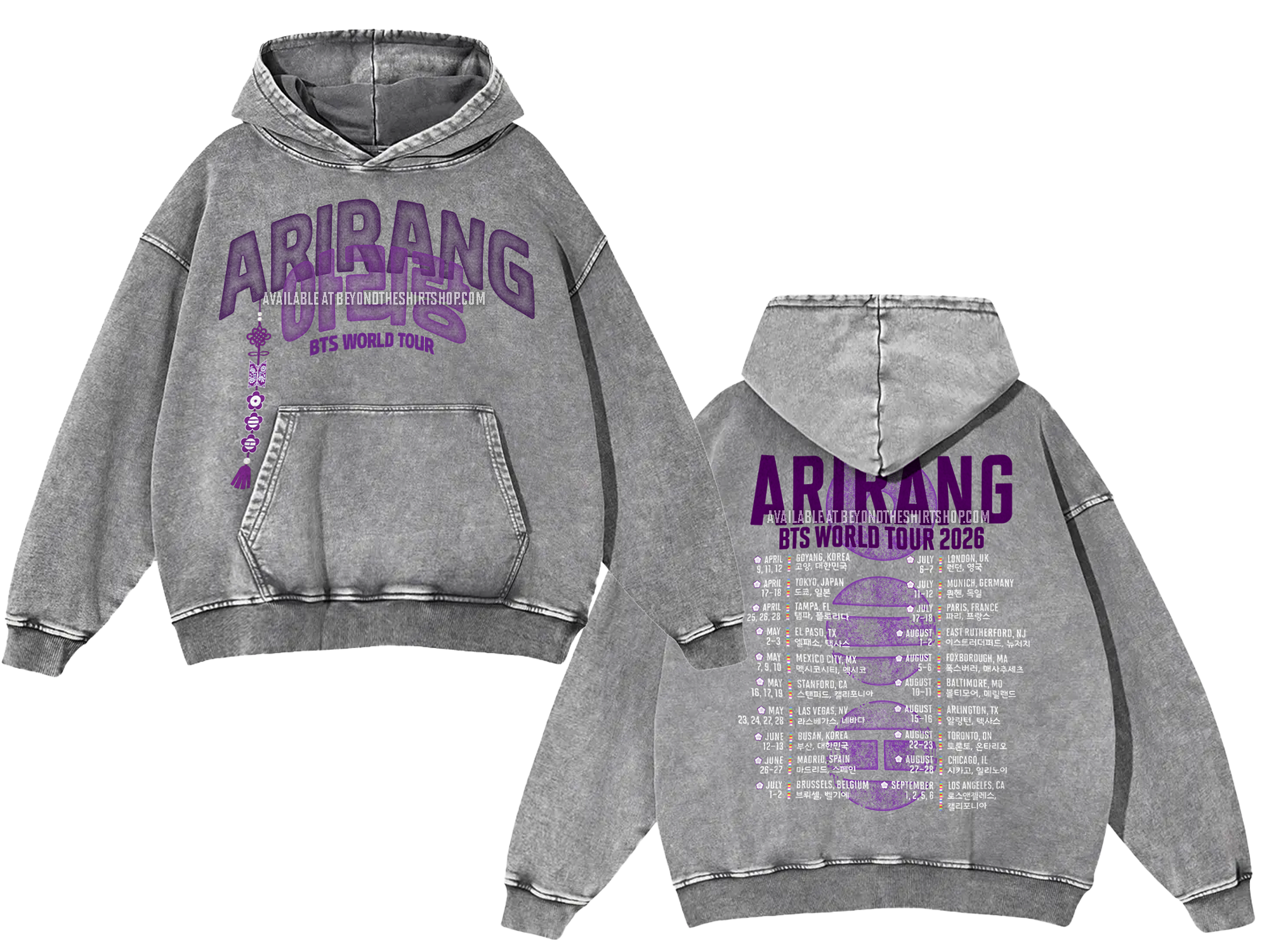 Arirang Norigae Tour Grey Wash Shirt and Hoodie