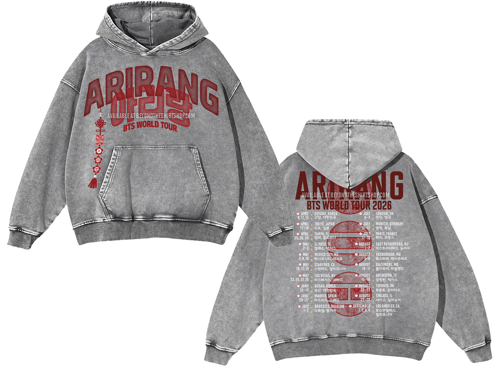 Arirang Norigae Tour Grey Wash Shirt and Hoodie