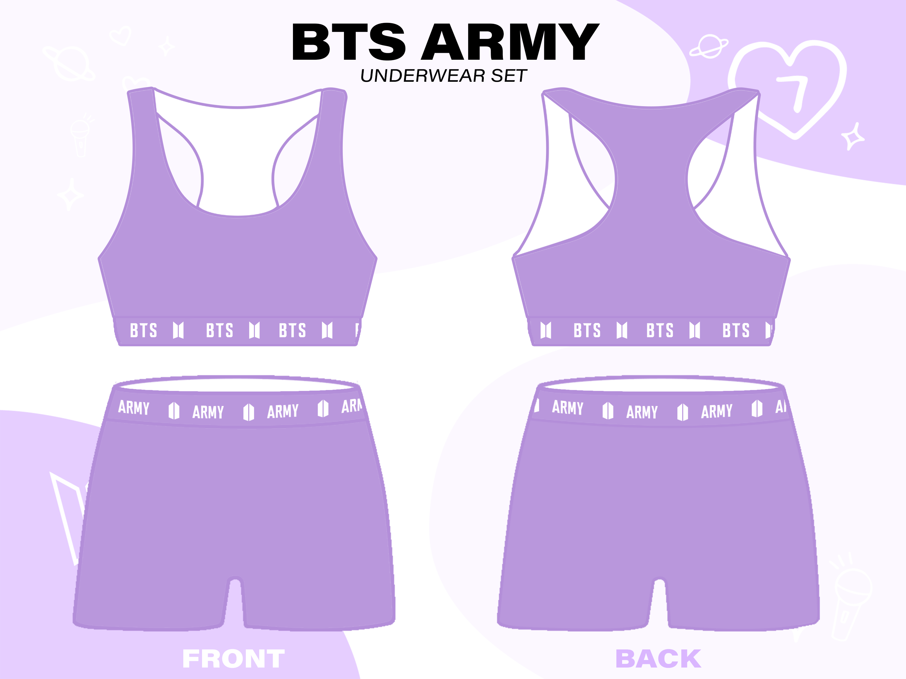 BTS Simple Logo Underwear Set (read description for details)