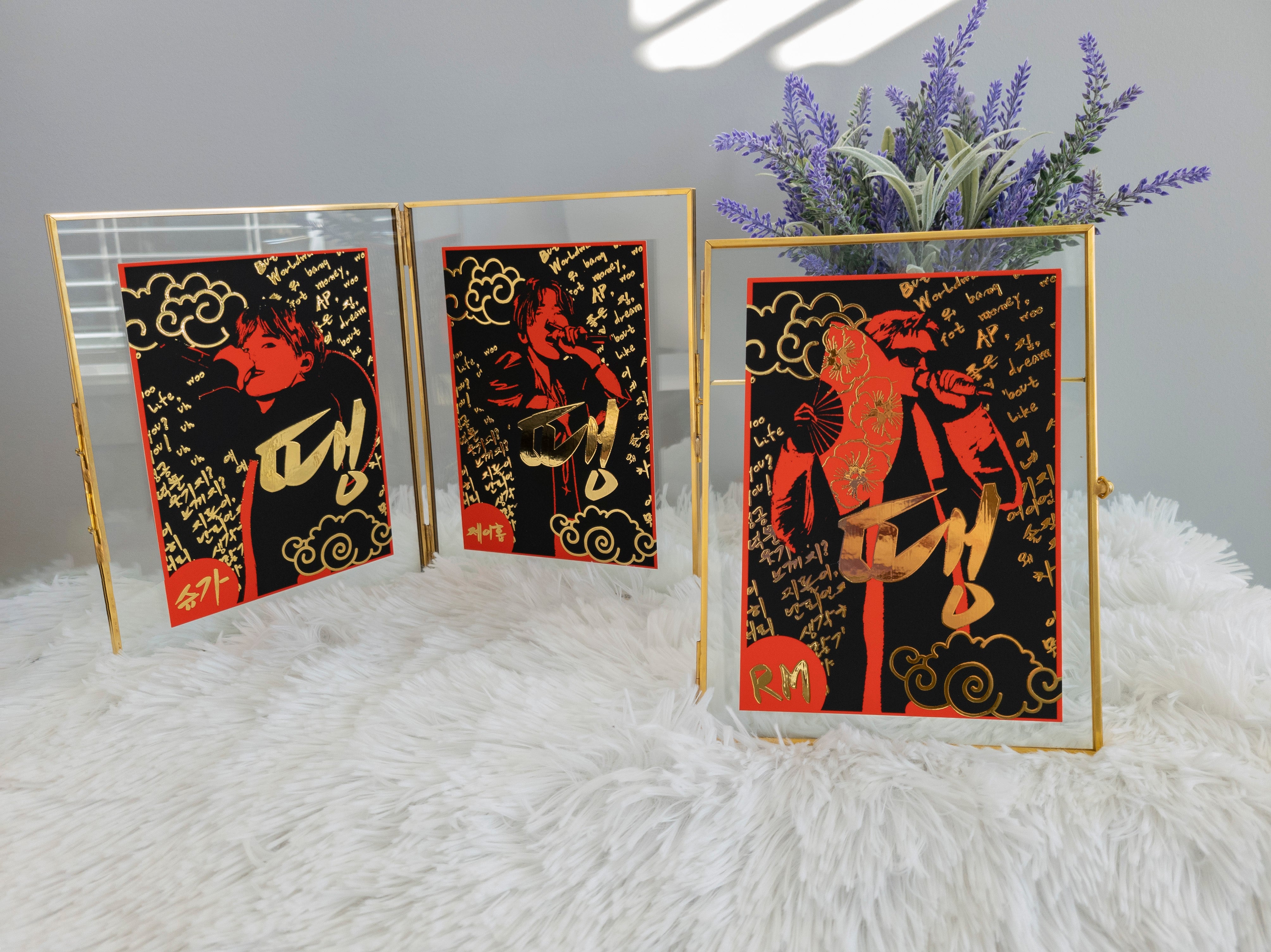 Mystery Box BTS Gold and Silver Foil Prints (Set of 5)