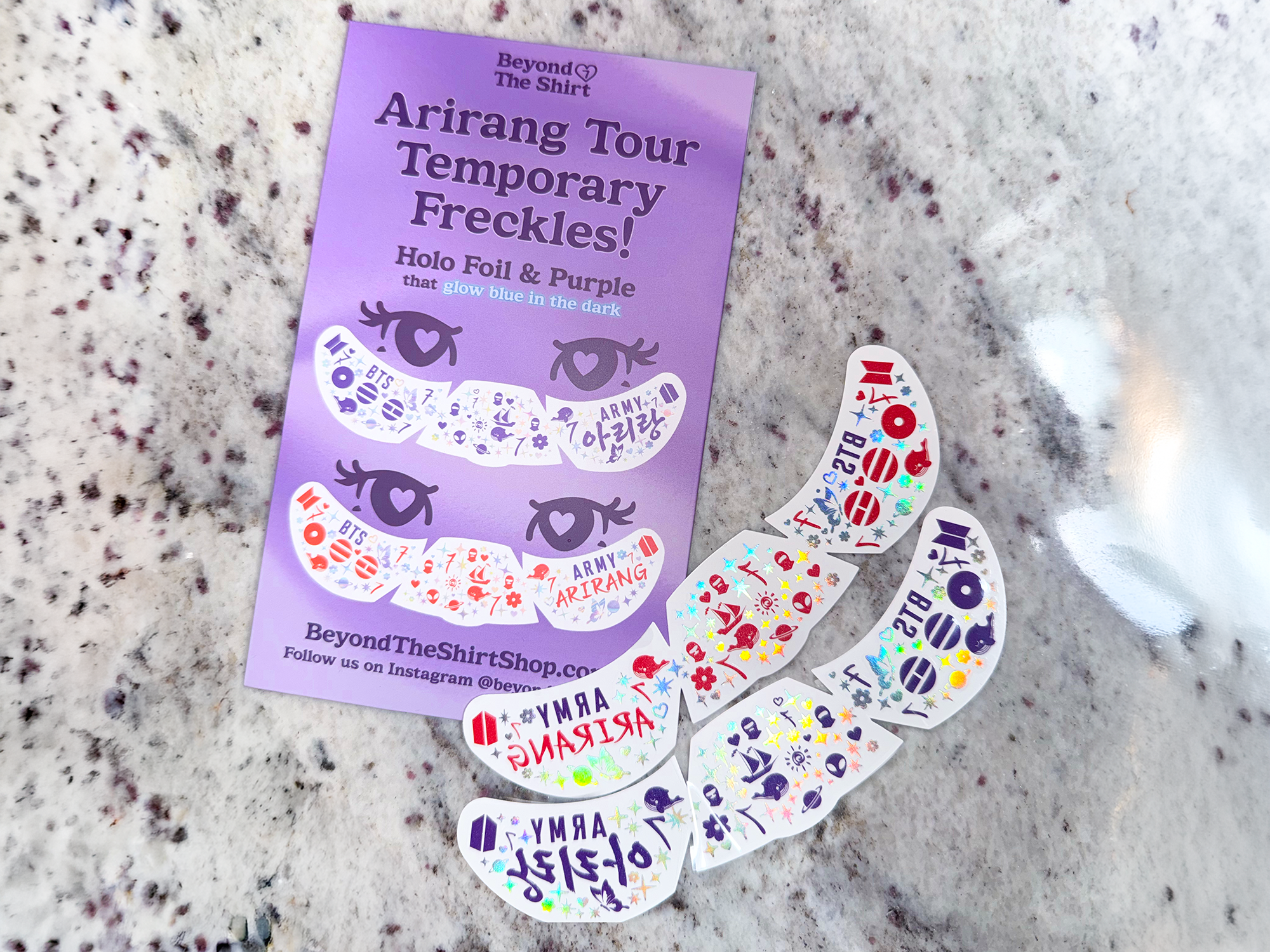 BTS Arirang Tour Glow in The Dark Temporary Tattoo
