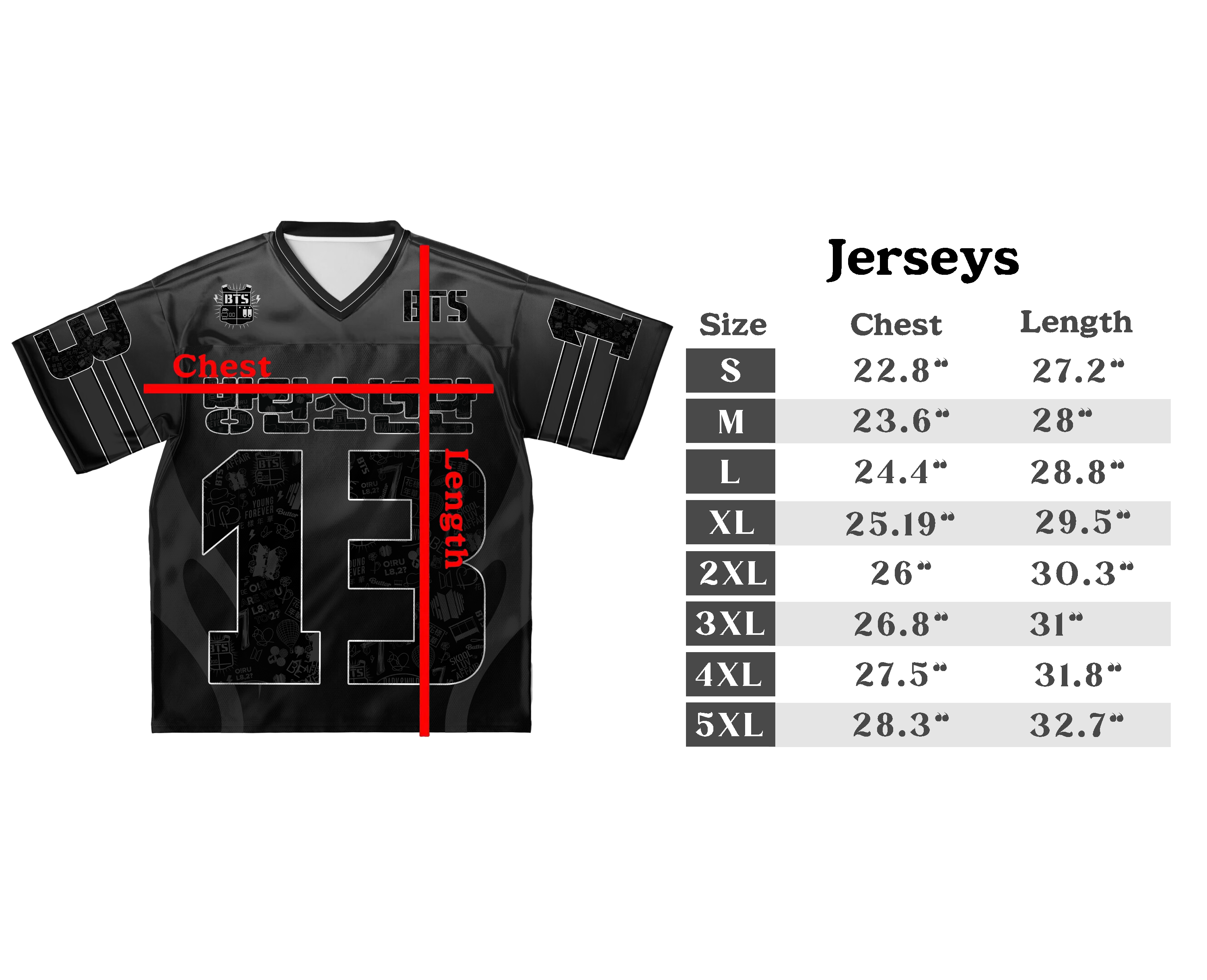 13' Bulletproof BTS Jersey (Pre-Order Ships mid-May)