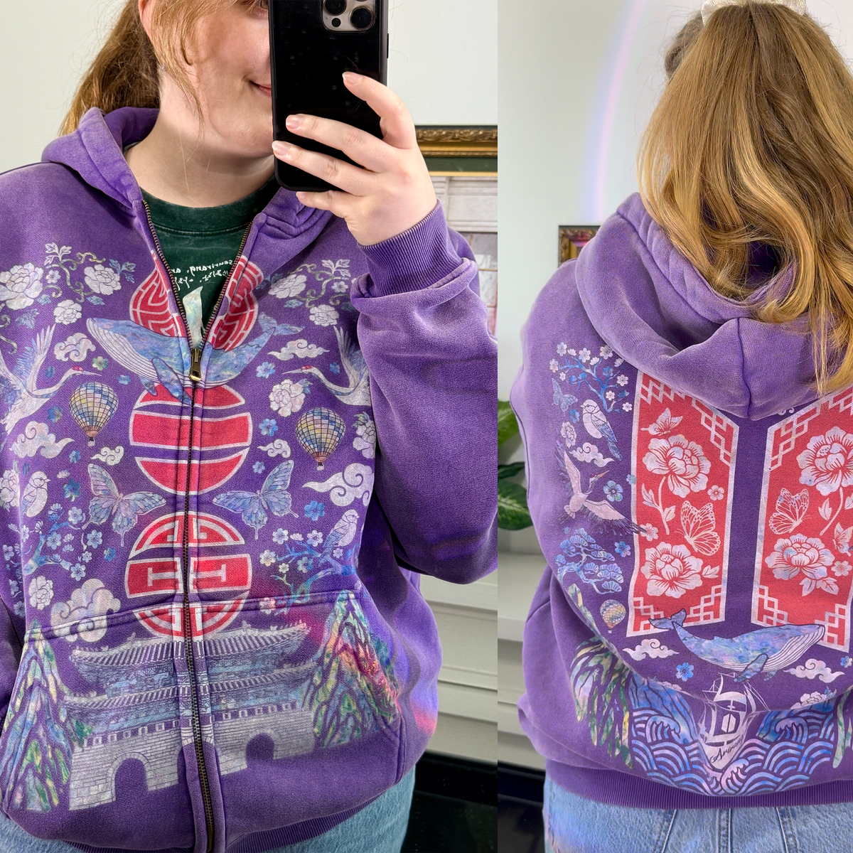 Pre-Order] Purple Wash Mother of Pearl Arirang Zip Up Hoodies (ETA