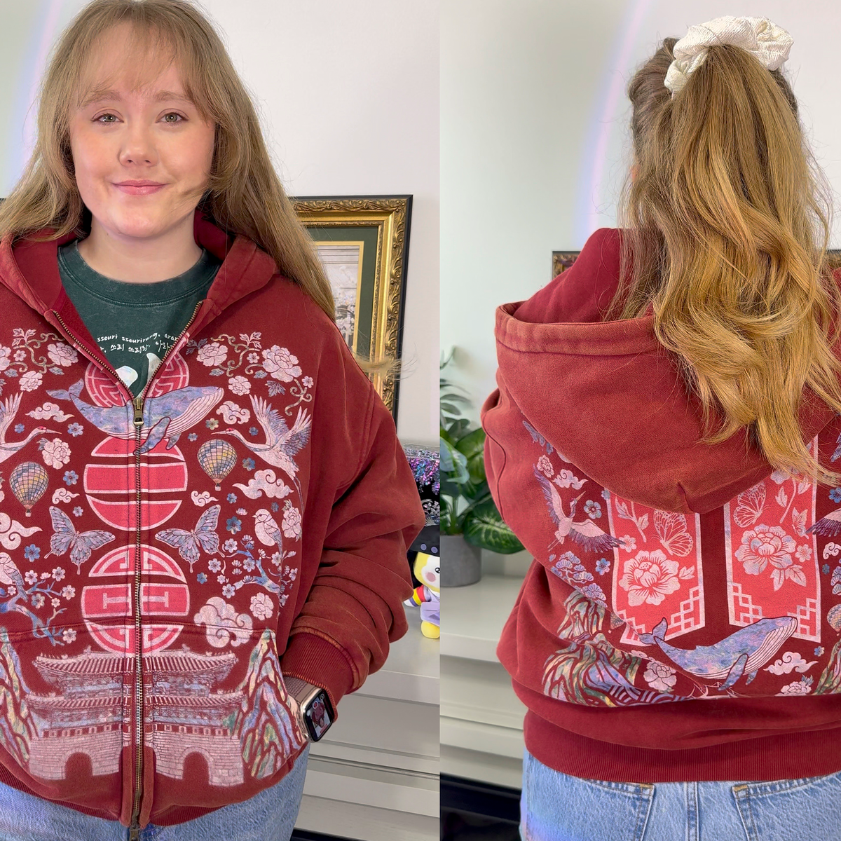 Red Mother of Pearl Arirang Zip Up Hoodies – Beyond The Shirt