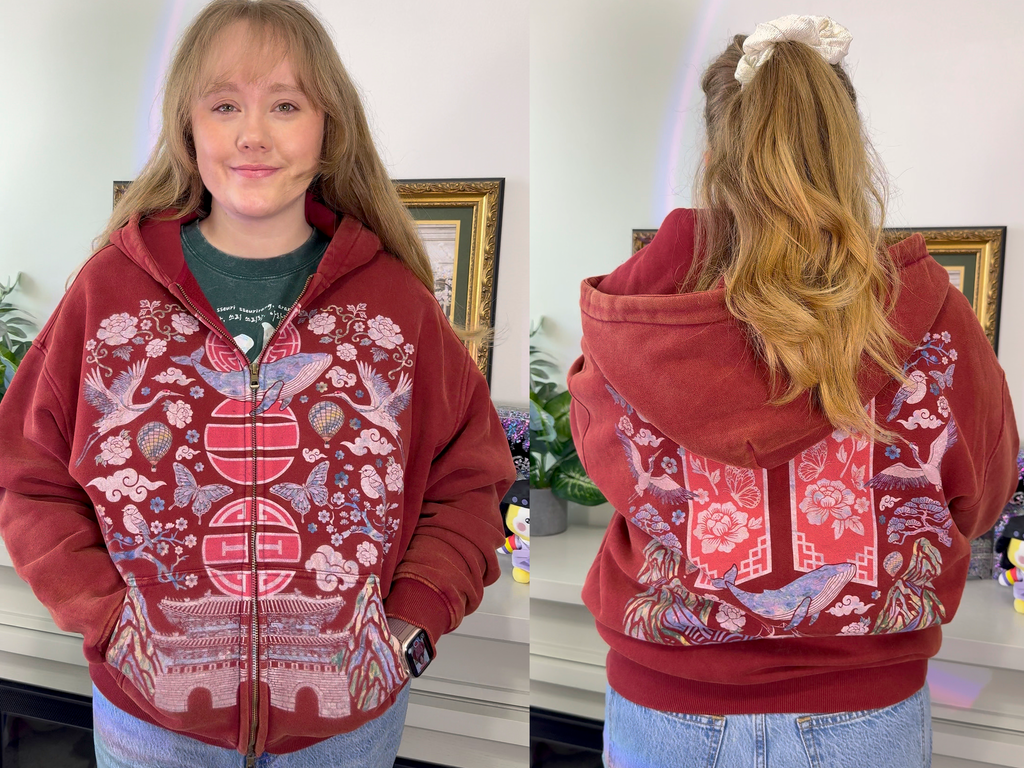 Red Mother of Pearl Arirang Zip Up Hoodies – Beyond The Shirt