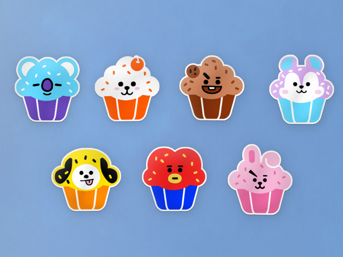 BT21 Bakery Cup Cake Stickers
