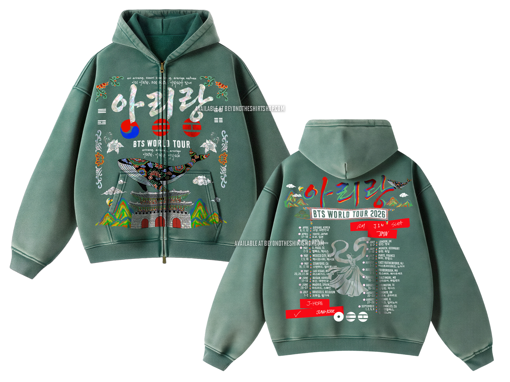 BTS Arirang Tour 2026 Green Wash Shirt & Zip Up (Pre-Order)