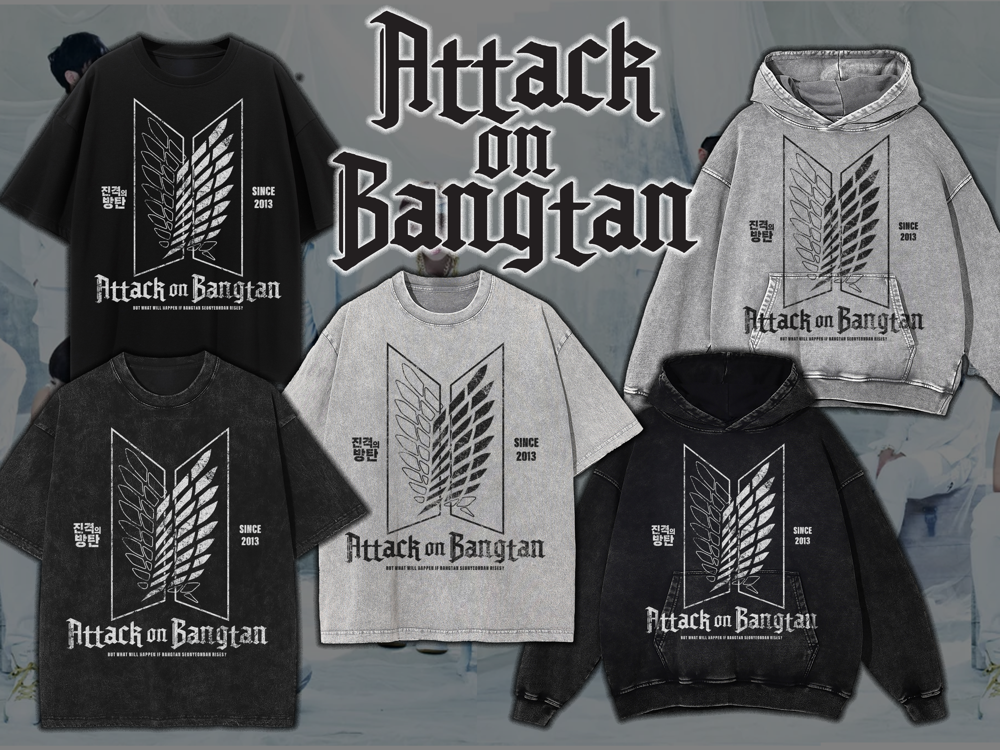 Attack on Bangtan Shirts and Hoodies (Ships Late Feb)