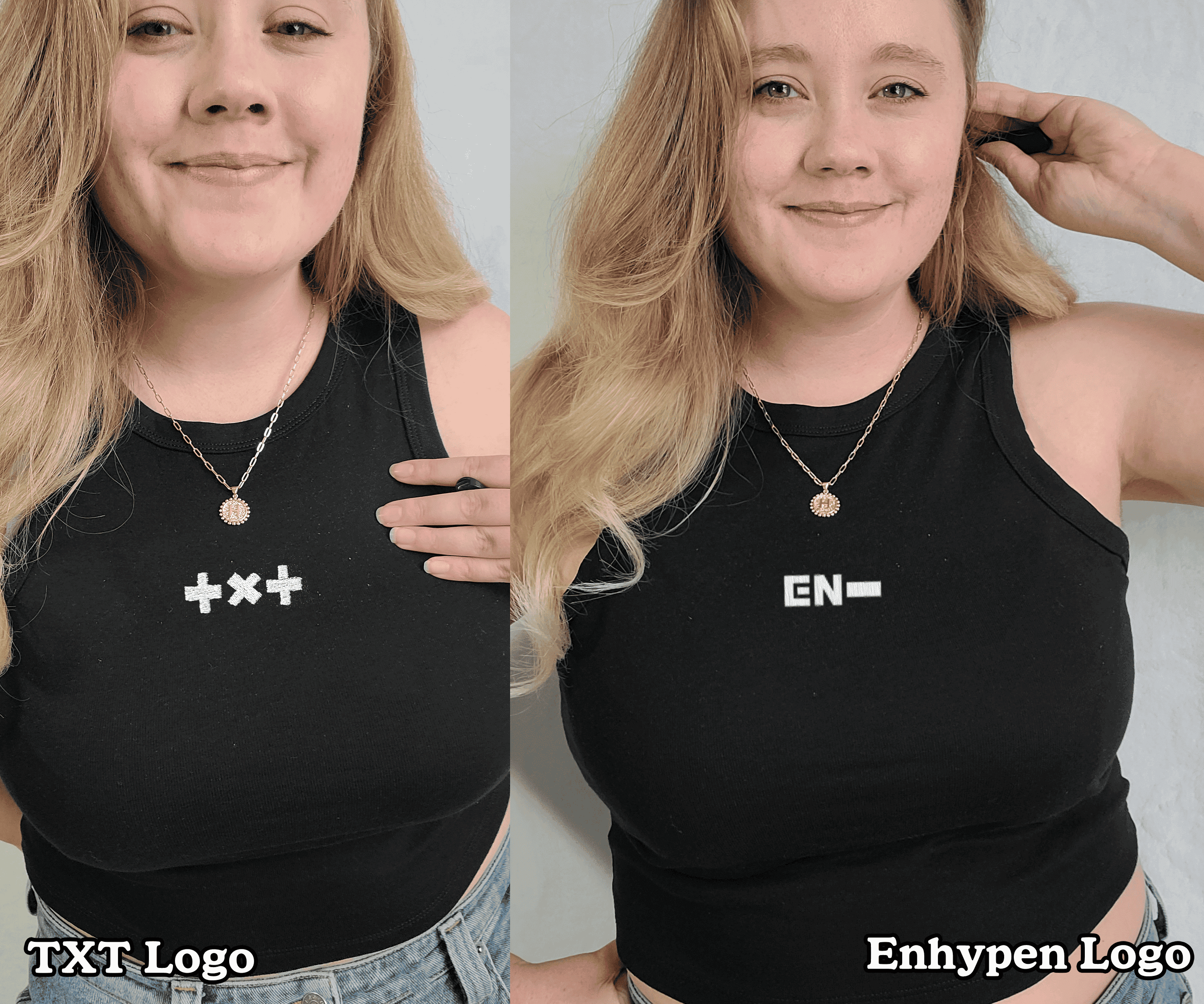 Kpop Embroidery Cropped Tank Tops